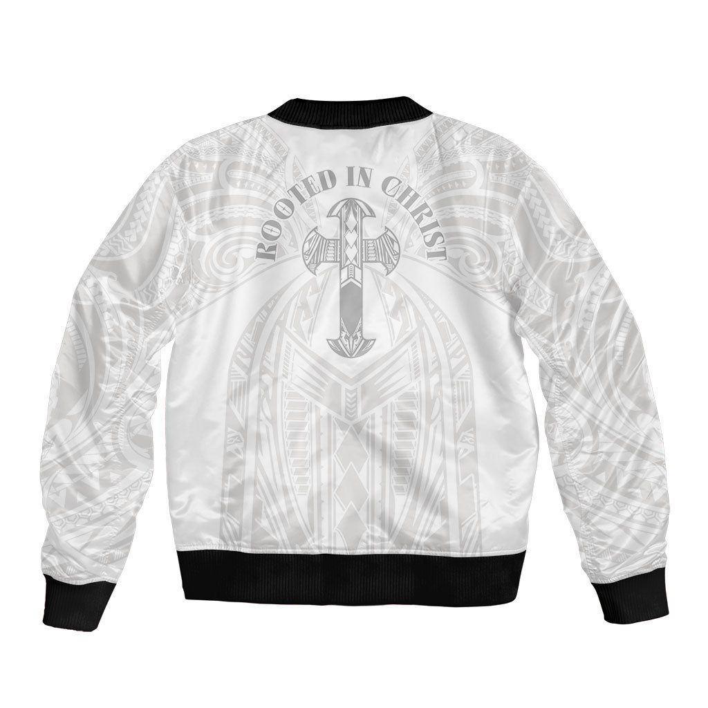 Samoa Christian Bomber Jacket Rooted In Christ Polynesian Cross