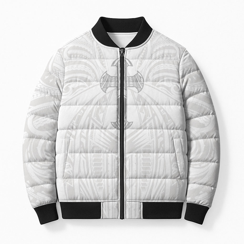 Samoa Christian Bomber Puffer Jacket Rooted In Christ Polynesian Cross