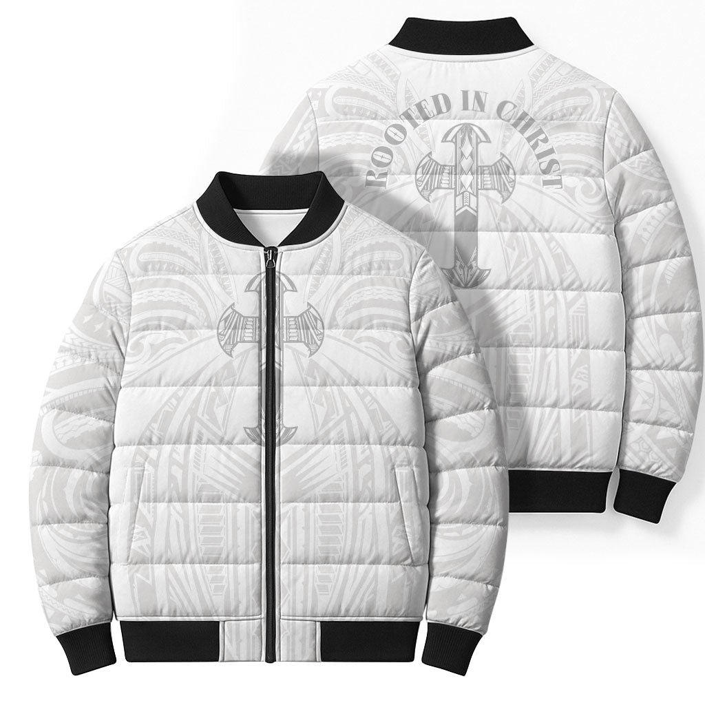 Samoa Christian Bomber Puffer Jacket Rooted In Christ Polynesian Cross