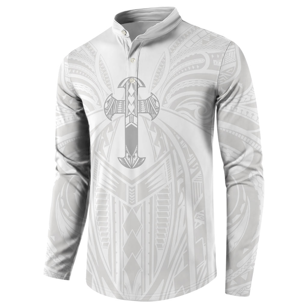 Samoa Christian Button Sweatshirt Rooted In Christ Polynesian Cross