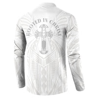 Samoa Christian Button Sweatshirt Rooted In Christ Polynesian Cross