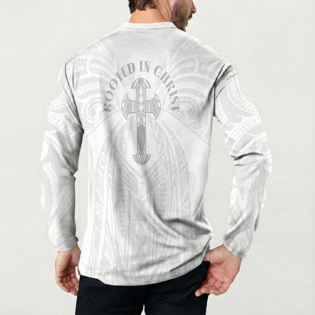 Samoa Christian Button Sweatshirt Rooted In Christ Polynesian Cross