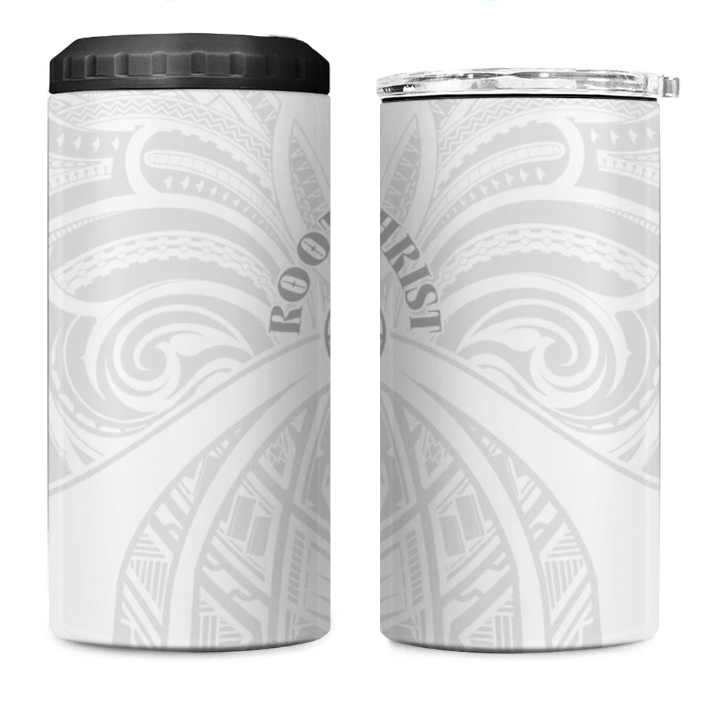 Samoa Christian 4 in 1 Can Cooler Tumbler Rooted In Christ Polynesian Cross
