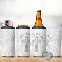 Samoa Christian 4 in 1 Can Cooler Tumbler Rooted In Christ Polynesian Cross
