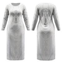 Samoa Christian Couples Matching Long Sleeve Bodycon Dress and Hawaiian Shirt Rooted In Christ Polynesian Cross