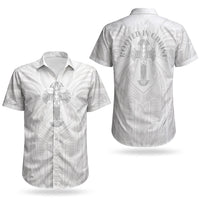 Samoa Christian Couples Matching Off Shoulder Maxi Dress and Hawaiian Shirt Rooted In Christ Polynesian Cross
