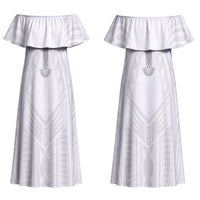 Samoa Christian Couples Matching Off Shoulder Maxi Dress and Hawaiian Shirt Rooted In Christ Polynesian Cross