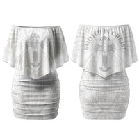 Samoa Christian Couples Matching Off Shoulder Short Dress and Hawaiian Shirt Rooted In Christ Polynesian Cross