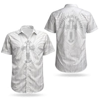 Samoa Christian Couples Matching Puletasi and Hawaiian Shirt Rooted In Christ Polynesian Cross