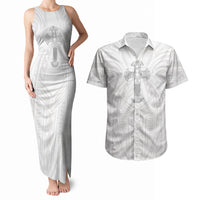 Samoa Christian Couples Matching Tank Maxi Dress and Hawaiian Shirt Rooted In Christ Polynesian Cross