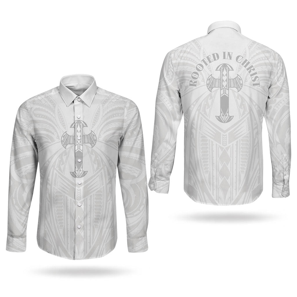 Samoa Christian Couples Matching Tank Maxi Dress and Long Sleeve Button Shirt Rooted In Christ Polynesian Cross