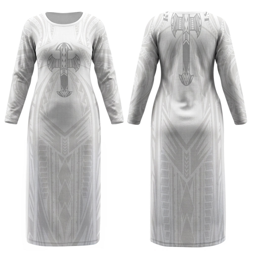Samoa Christian Family Matching Long Sleeve Bodycon Dress and Hawaiian Shirt Rooted In Christ Polynesian Cross