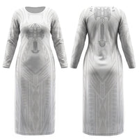 Samoa Christian Family Matching Long Sleeve Bodycon Dress and Hawaiian Shirt Rooted In Christ Polynesian Cross