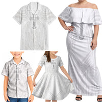 Samoa Christian Family Matching Off Shoulder Maxi Dress and Hawaiian Shirt Rooted In Christ Polynesian Cross