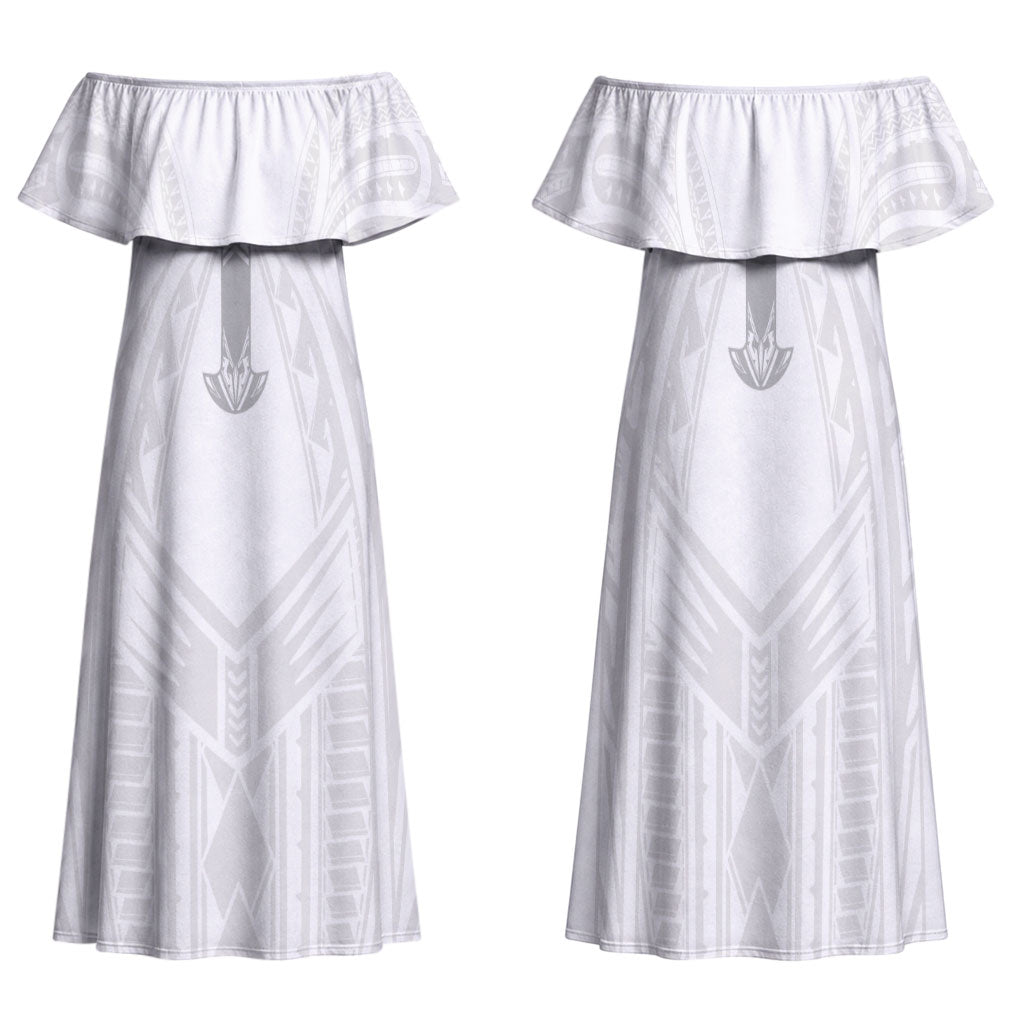 Samoa Christian Family Matching Off Shoulder Maxi Dress and Hawaiian Shirt Rooted In Christ Polynesian Cross