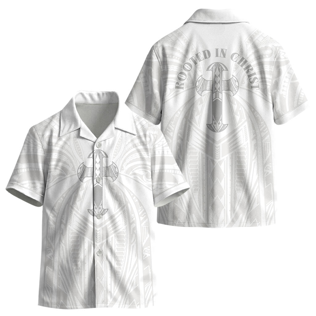 Samoa Christian Kid Hawaiian Shirt Rooted In Christ Polynesian Cross
