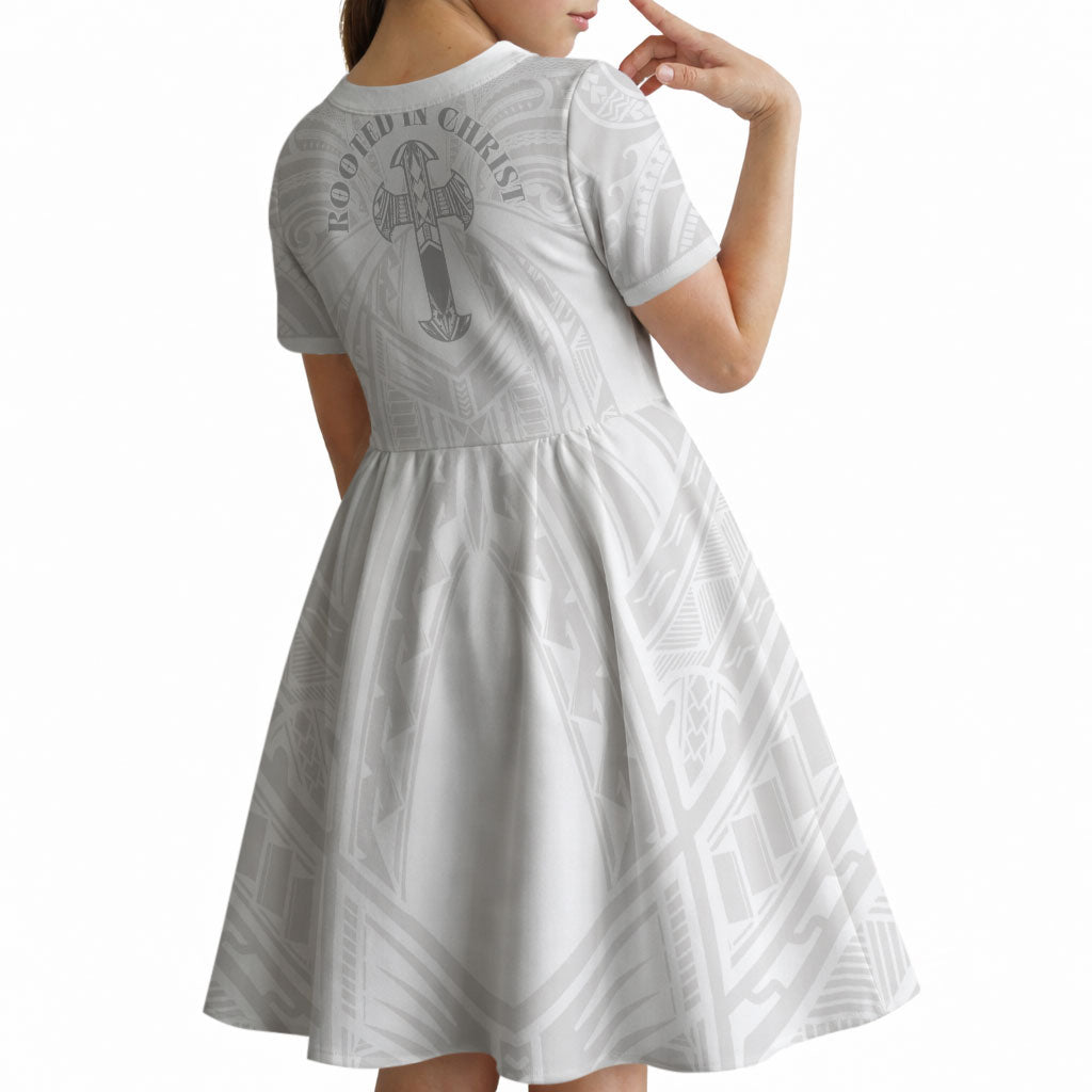 Samoa Christian Kid Short Sleeve Dress Rooted In Christ Polynesian Cross