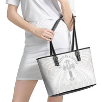Samoa Christian Leather Tote Bag Rooted In Christ Polynesian Cross