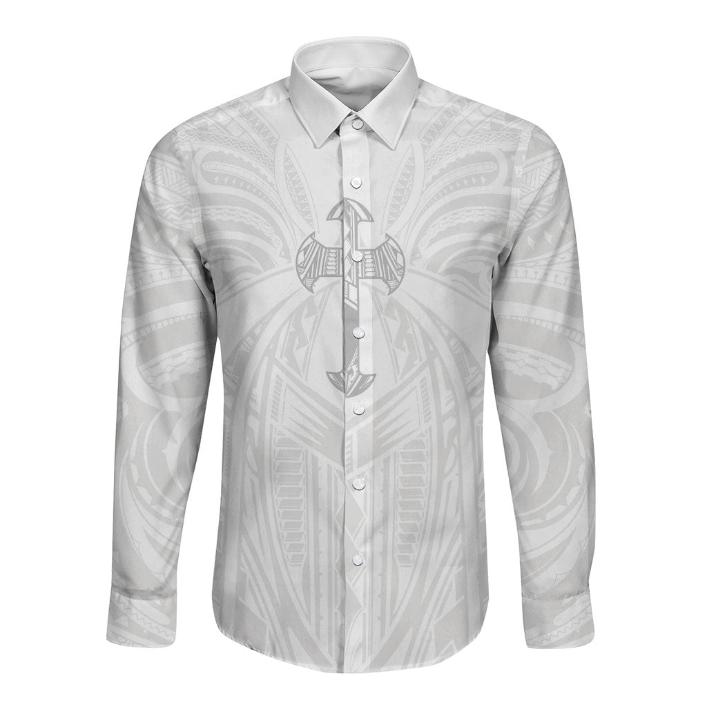 Samoa Christian Long Sleeve Button Shirt Rooted In Christ Polynesian Cross