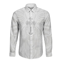 Samoa Christian Long Sleeve Button Shirt Rooted In Christ Polynesian Cross