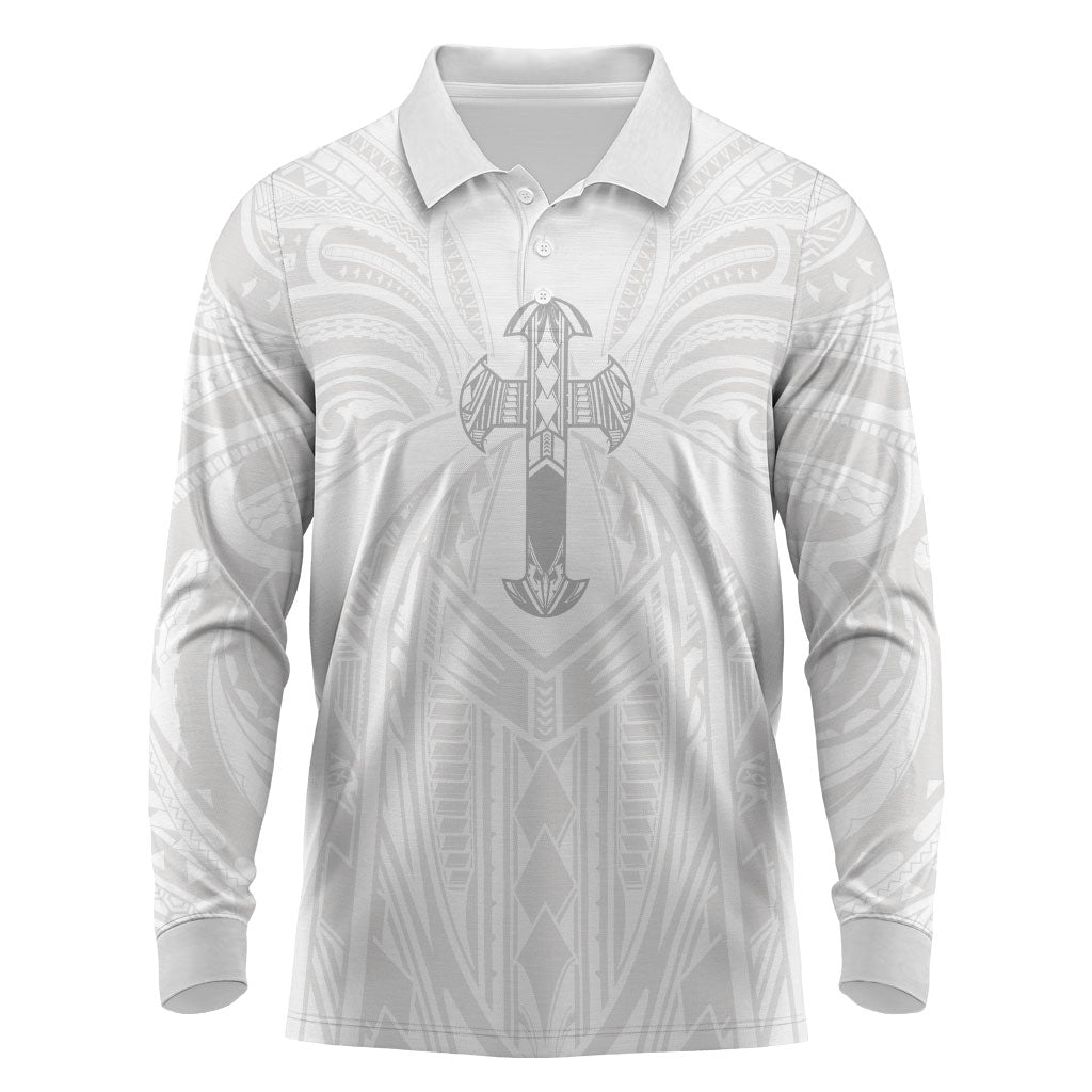 Samoa Christian Long Sleeve Polo Shirt Rooted In Christ Polynesian Cross