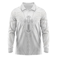 Samoa Christian Long Sleeve Polo Shirt Rooted In Christ Polynesian Cross