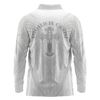 Samoa Christian Long Sleeve Polo Shirt Rooted In Christ Polynesian Cross