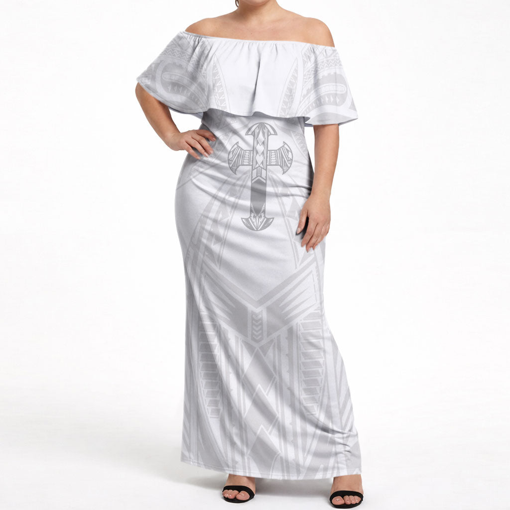 Samoa Christian Off Shoulder Maxi Dress Rooted In Christ Polynesian Cross