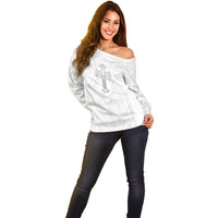 Samoa Christian Off Shoulder Sweater Rooted In Christ Polynesian Cross