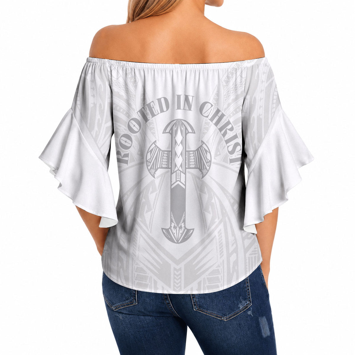 Samoa Christian Off Shoulder Wrap Waist Top Rooted In Christ Polynesian Cross
