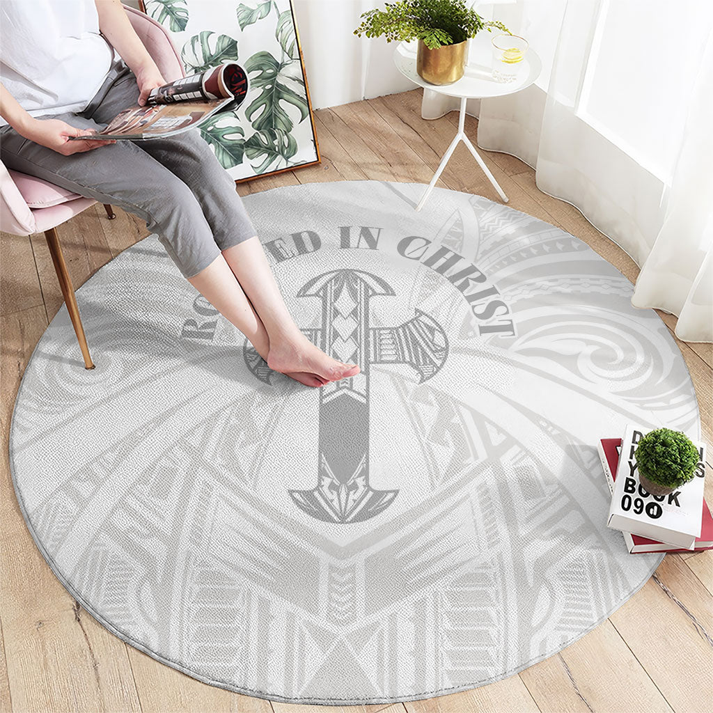Samoa Christian Round Carpet Rooted In Christ Polynesian Cross