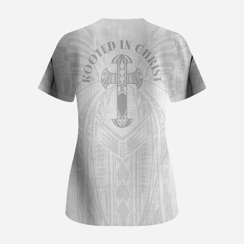Samoa Christian Scrub Top Rooted In Christ Polynesian Cross
