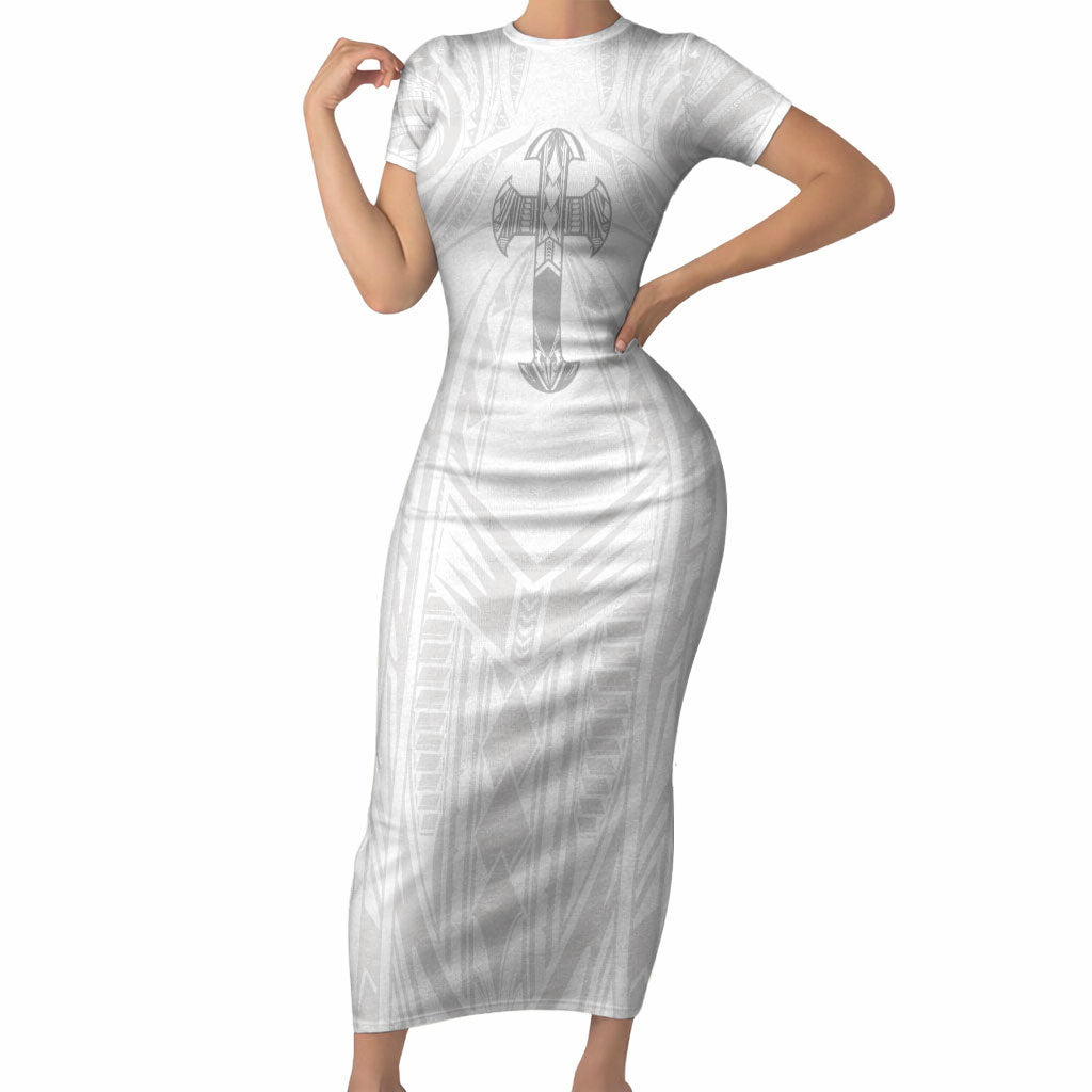 Samoa Christian Short Sleeve Bodycon Dress Rooted In Christ Polynesian Cross