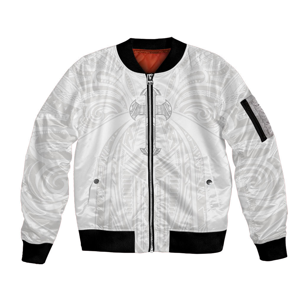 Samoa Christian Sleeve Zip Bomber Jacket Rooted In Christ Polynesian Cross