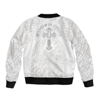 Samoa Christian Sleeve Zip Bomber Jacket Rooted In Christ Polynesian Cross