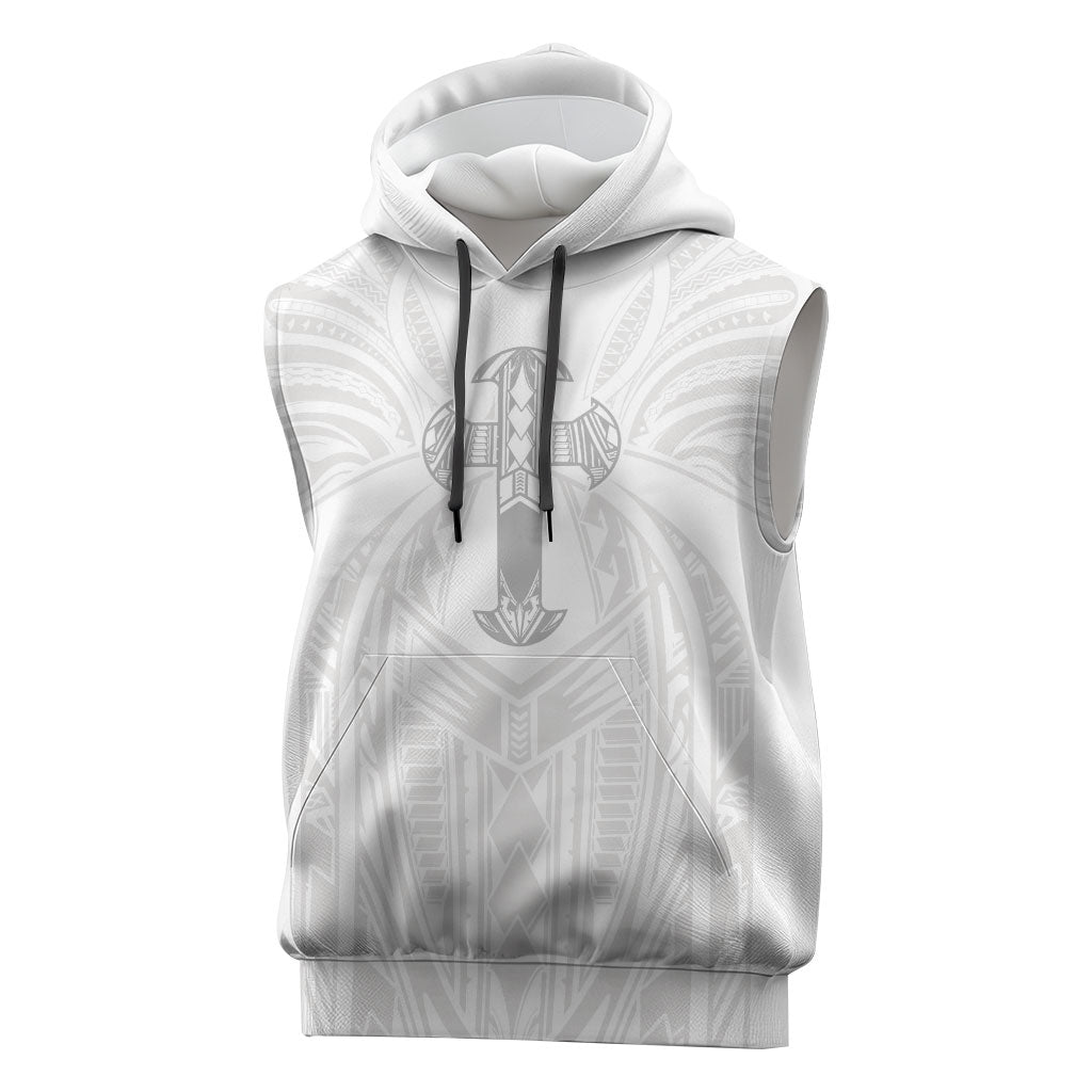 Samoa Christian Sleeveless Hoodie Rooted In Christ Polynesian Cross