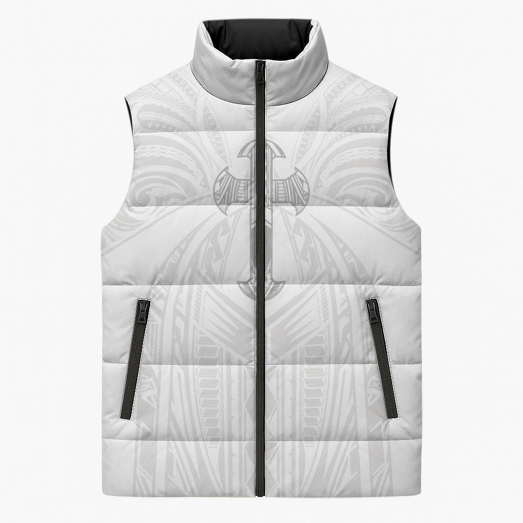 Samoa Christian Sleeveless Puffer Jacket Rooted In Christ Polynesian Cross