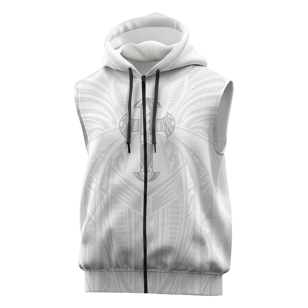 Samoa Christian Sleeveless Zip Hoodie Rooted In Christ Polynesian Cross