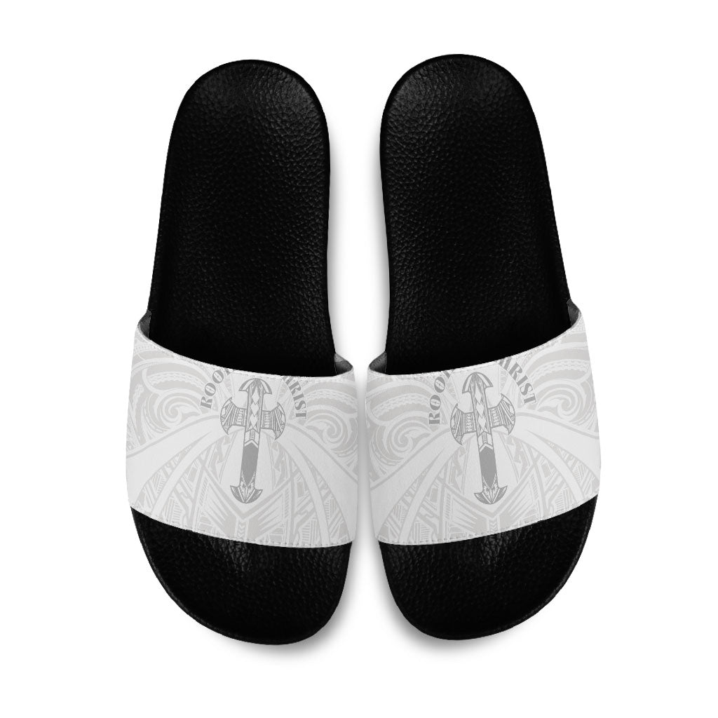 Samoa Christian Slide Sandals Rooted In Christ Polynesian Cross