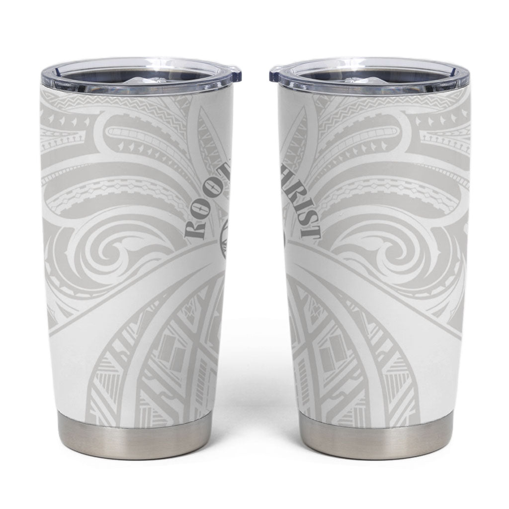 Samoa Christian Tumbler Cup Rooted In Christ Polynesian Cross