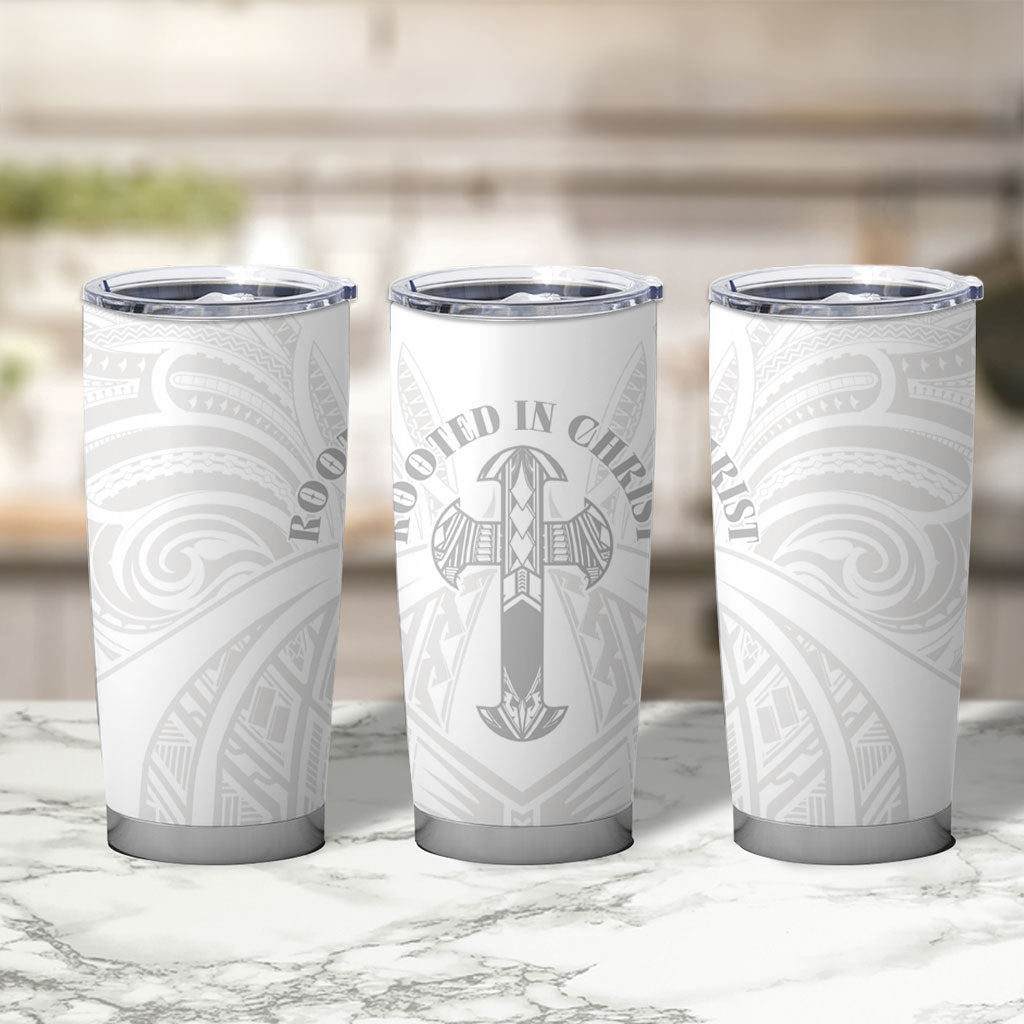 Samoa Christian Tumbler Cup Rooted In Christ Polynesian Cross