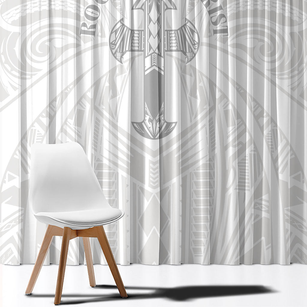 Samoa Christian Window Curtain Rooted In Christ Polynesian Cross