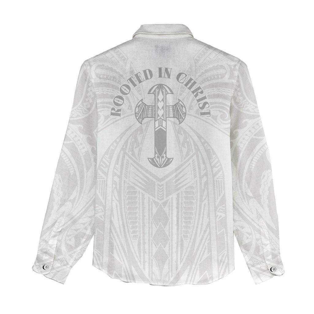 Samoa Christian Women Casual Shirt Rooted In Christ Polynesian Cross