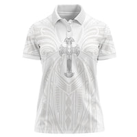 Samoa Christian Women Polo Shirt Rooted In Christ Polynesian Cross