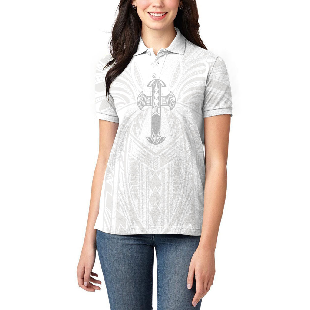 Samoa Christian Women Polo Shirt Rooted In Christ Polynesian Cross