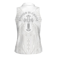 Samoa Christian Women Sleeveless Polo Shirt Rooted In Christ Polynesian Cross
