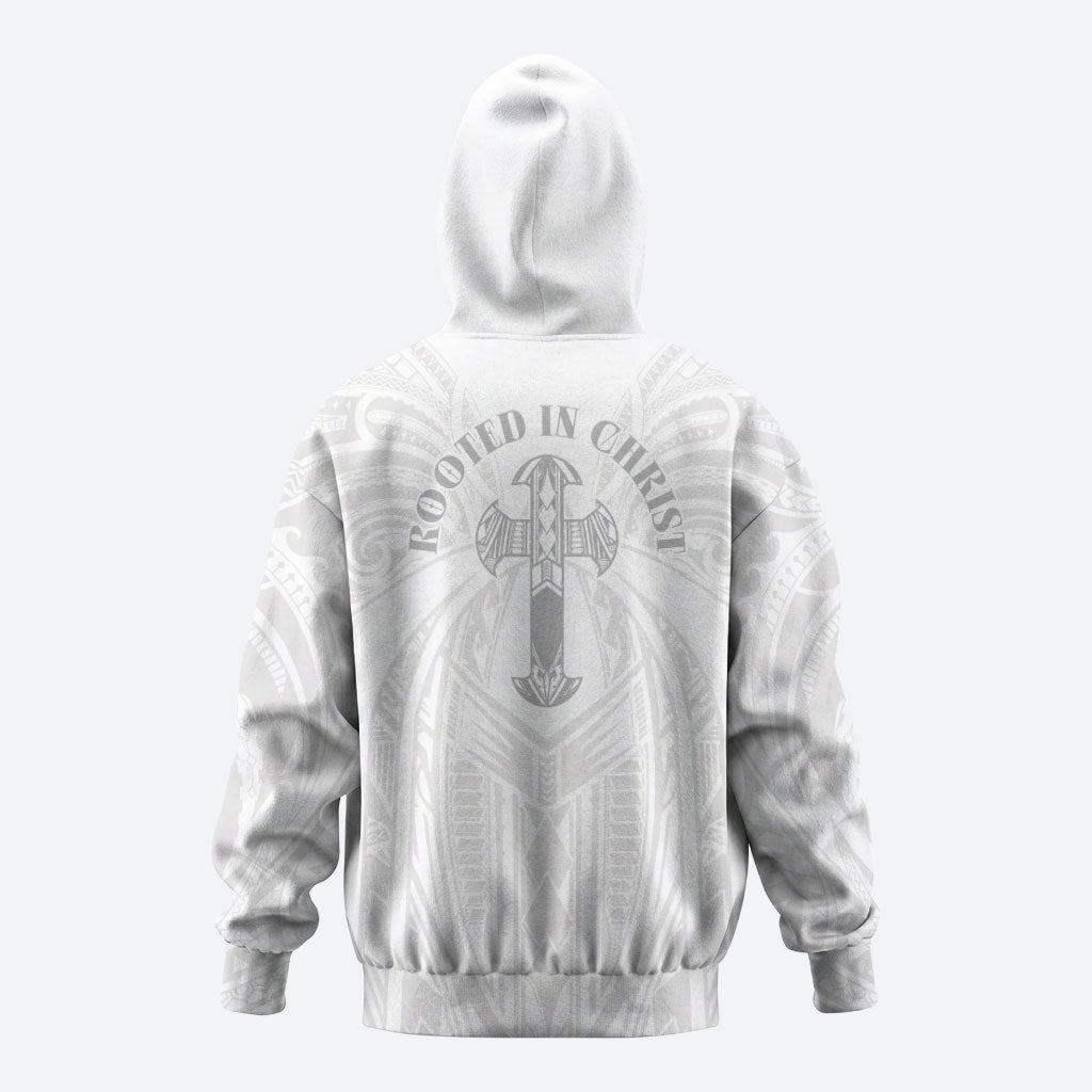 Samoa Christian Zip Hoodie Rooted In Christ Polynesian Cross