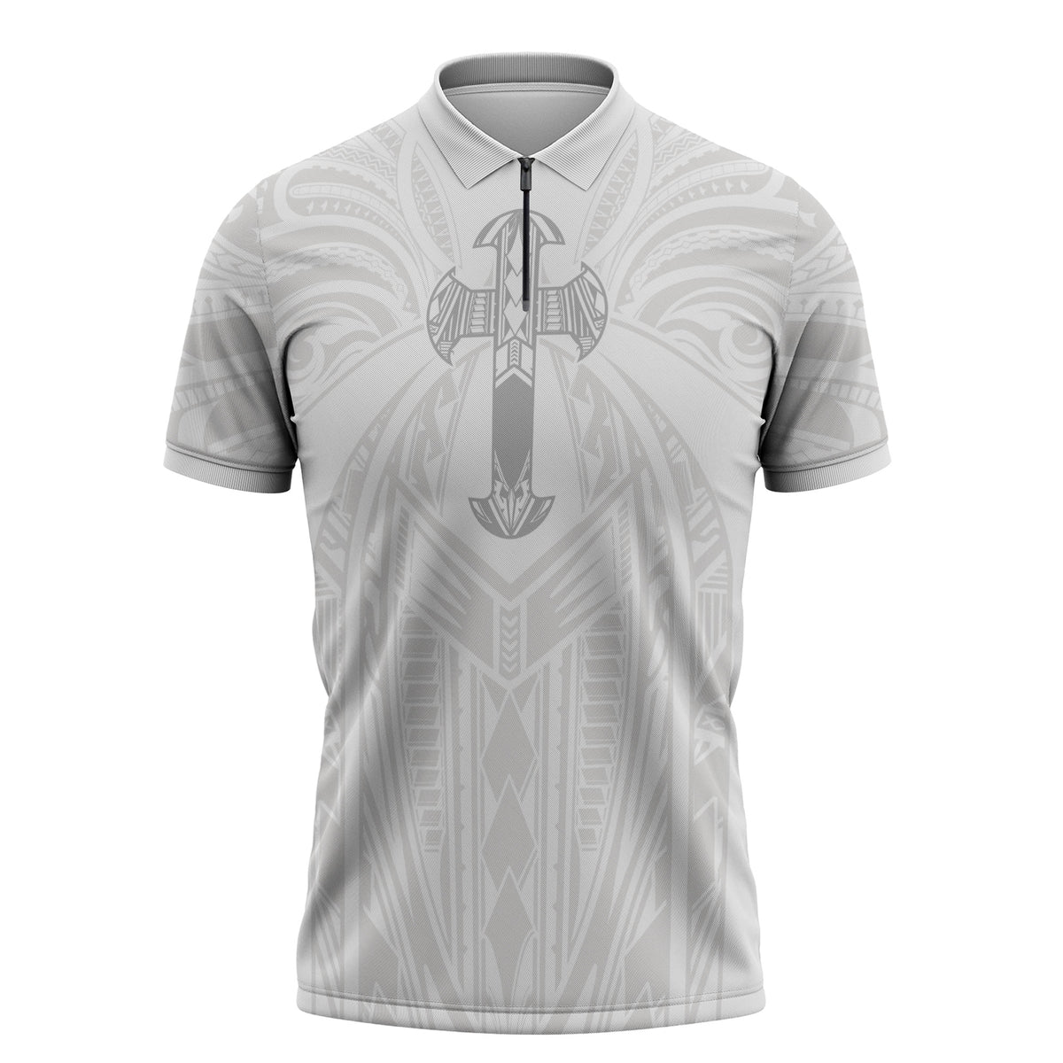 Samoa Christian Zipper Polo Shirt Rooted In Christ Polynesian Cross