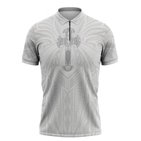 Samoa Christian Zipper Polo Shirt Rooted In Christ Polynesian Cross