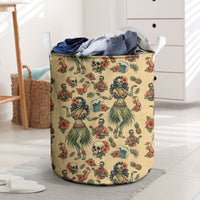 Hawaii Halloween Laundry Basket Spooky Tropical Hula Zombie